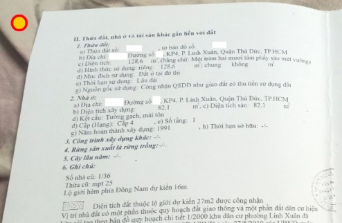 Bán nhà hẽm xe hơi, Linh Xuân, Thủ Đức, Dt: 128m2, ngang 6.35m , giá 4.8 tỷ.